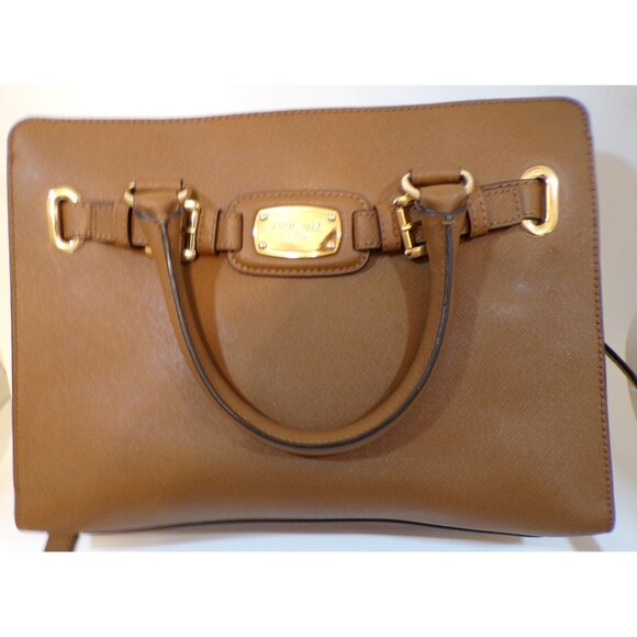 Michael Kors Hamilton large camel satchel shoulder bag purse - Picture 1 of 11